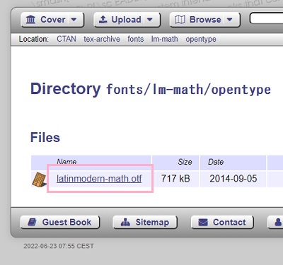 「latinmodern-math.otf」を右クリックして「名前を付けて保存」をクリック