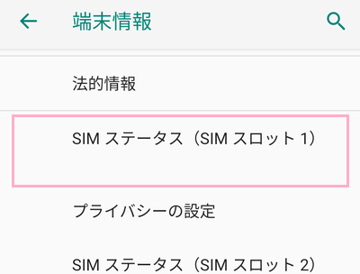 「SIMステータス」をタップして確認