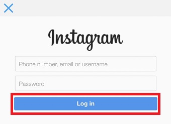 『Log in』をタップ