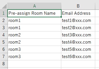 「Pre-assign Room Name」にはルーム名を・「Email Address」にはルームに参加するユーザーのメールアドレスを入力