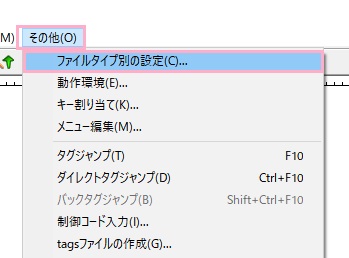 「その他」→「ファイルタイプ別の設定」をクリック