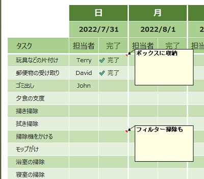 シート内に挿入されているすべてのコメントが表示できた