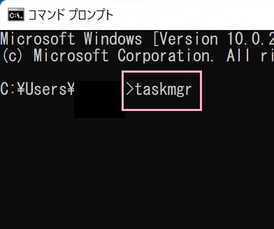 「taskmgr」と入力