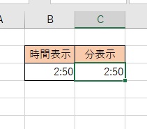 2時間50分を分表示にしたい