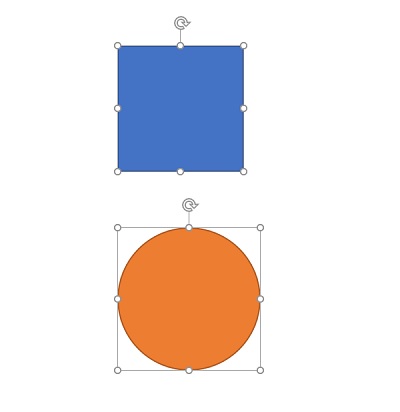 正方形と楕円の図形を両方とも選択
