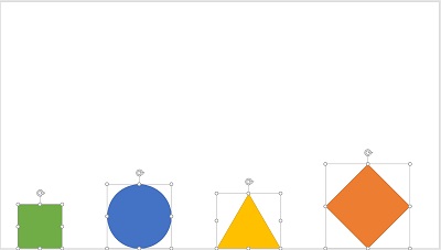 スライドの一番下に図形が並んだ