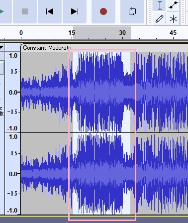 コーラスをかけたい範囲をドラッグ操作で選択