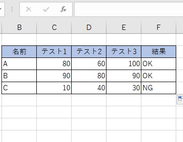 オートフィルで残りのセルにも数式を反映させた