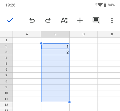 範囲指定後にロングタップ