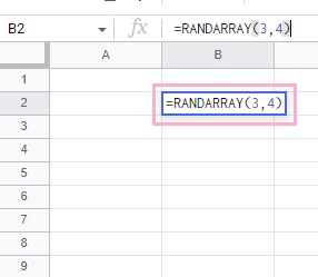 「=RANDARRAY(行数,列数)」を入力