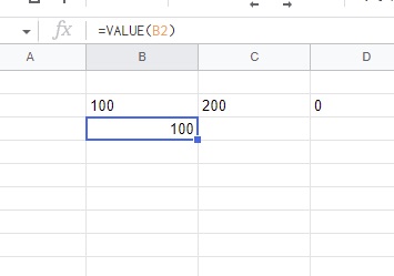 B2セルの文字列「100」をB3セルに数字として表示できた