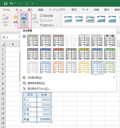 色の調整が可能