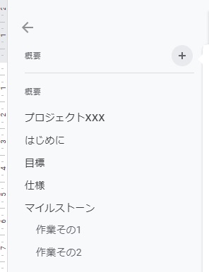 ドキュメントの概要が表示された