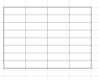 セルの外枠は実線・内枠は点線の表を作成できた