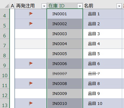 セルを選択した状態で「Ctrlキー+Spaceキー」を同時押し