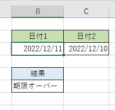 「期限オーバー」と結果が出力された