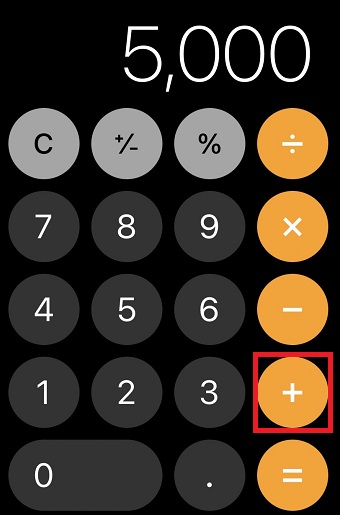 5,000を入力して「+」をタップ