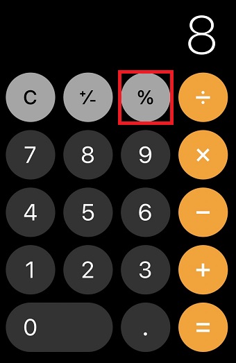 8を入力して「%」をタップ