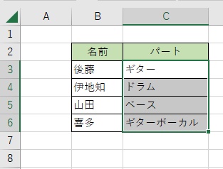 移動させたいセル範囲を範囲選択し、ドラッグ