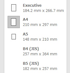 用紙サイズにA3がない