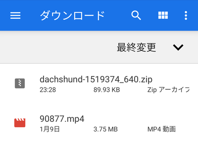「ダウンロード」フォルダ