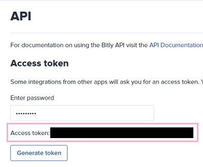 「Access token」欄に表示されたアクセストークンを控えておこう
