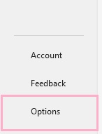 「Options」をクリック