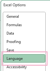 「Language」をクリック