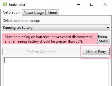 「Manual Entry」ボタンをクリック
