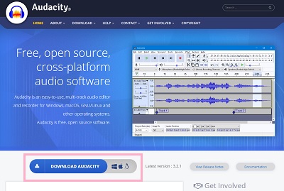 「DOWNLOAD AUDACITY」ボタンをクリック