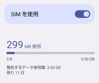 「モバイルネットワーク」の項目一覧