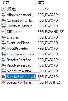 「SpecialPollInterval」をダブルクリック