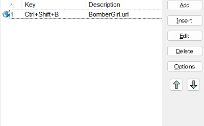 ショートカットキーはウィンドウ右側のメニューで編集・削除ができる
