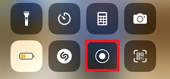 画面収録のボタンをタップ