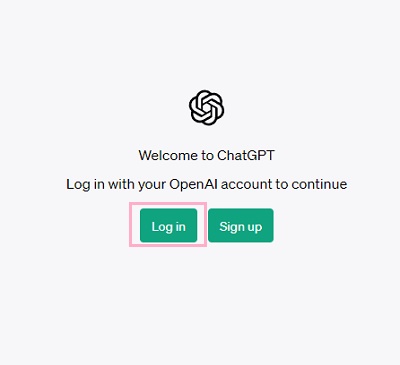 「Log in」ボタンをクリック