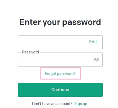 「Forgot password?」のテキストリンクをクリック