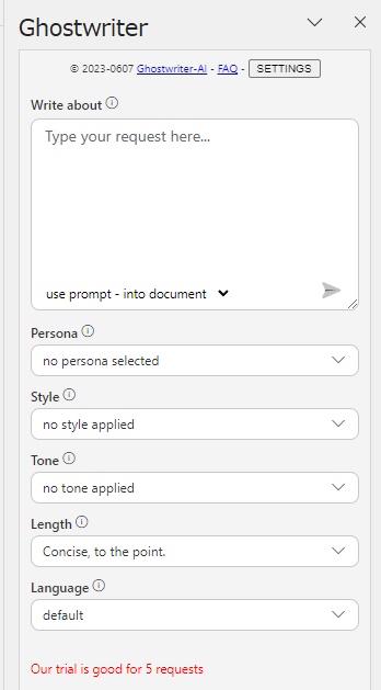 「Write about」画面