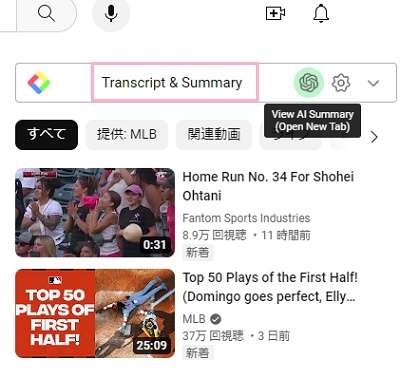 「Transcript & Summary」をクリック