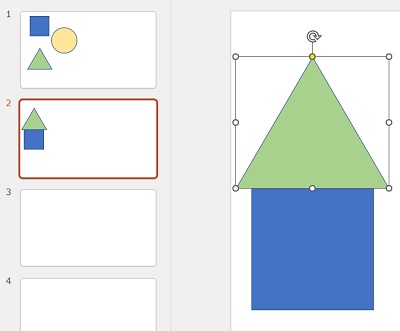 スライド2で図形を選択中