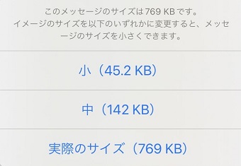 送りたいサイズをタップ