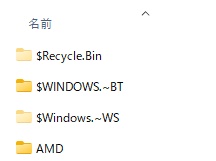 ドライブの直下に「$Recycle.Bin」が表示された
