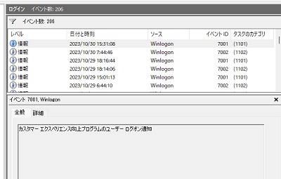 ログインのログのみを表示させることができた