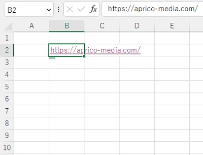 URLをコピーしたらセルに対して貼り付ける