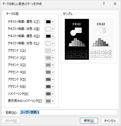 「テーマの新しい配色パターンを作成」ダイアログボックス