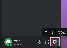 「ユーザー設定」ボタンをクリック