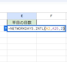 スプレッドシートでは「NETWORKDAYS.INTL関数」も使用可能