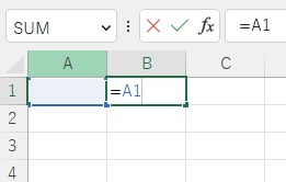 B1セルに「=A1」と入力