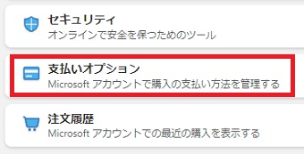 「支払いオプション」をクリック