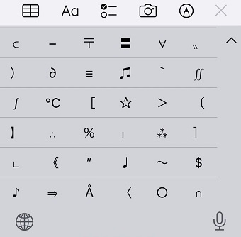 記号の一覧が表示される