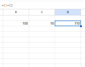 D2セルに「=B2+C2」と入力